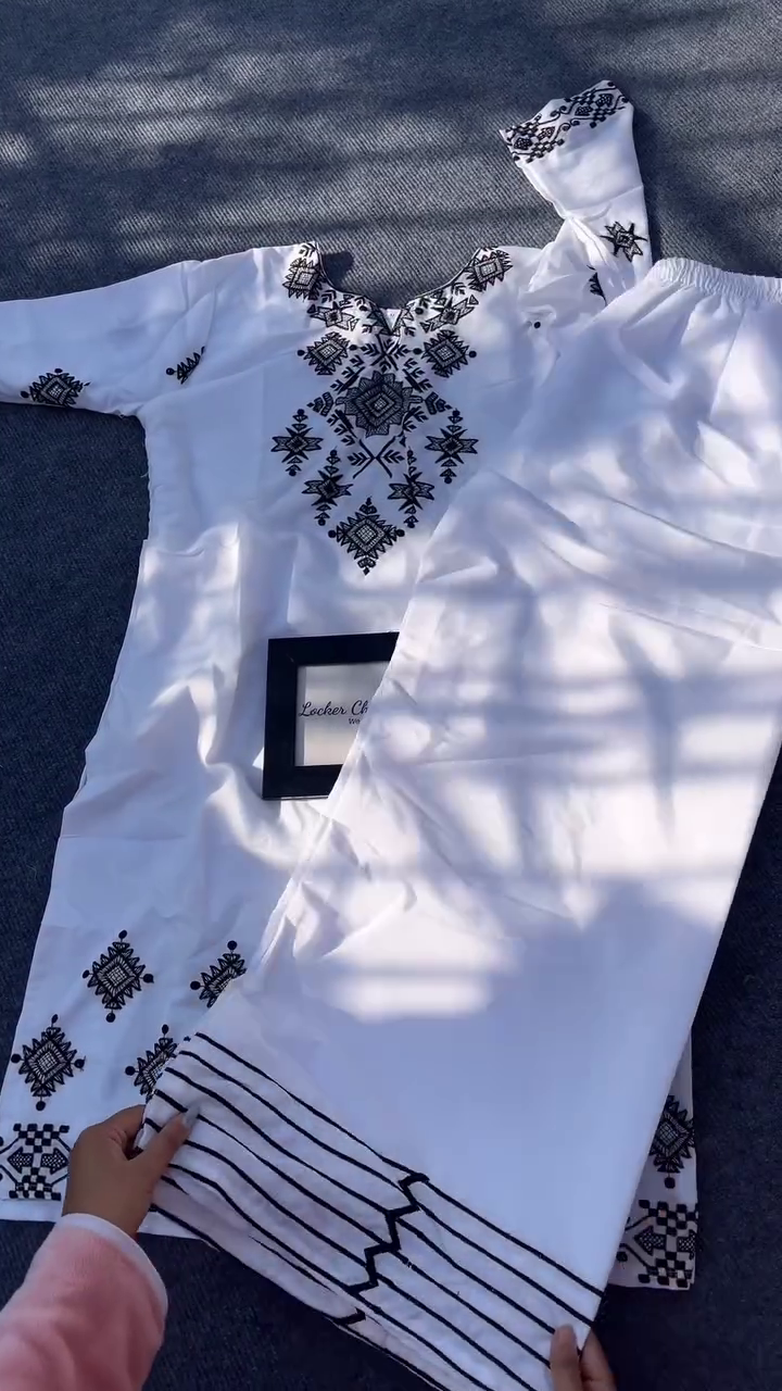 Embroidered Cotton Kurta Set with Contrast Dupatta 🌸