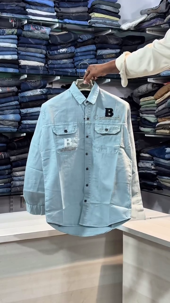 Men’s Light Blue Casual Denim Shirt