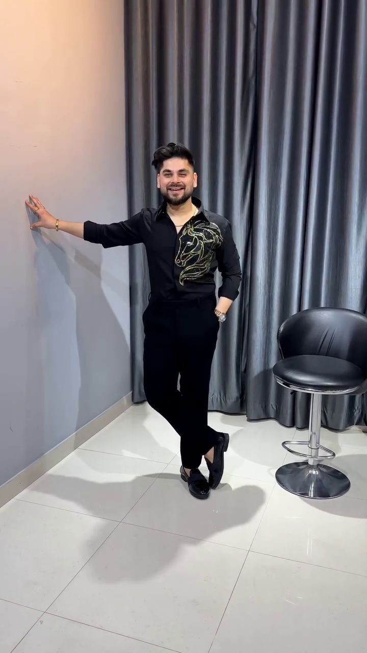 Premium Sequin Lion Design Statement Shirt