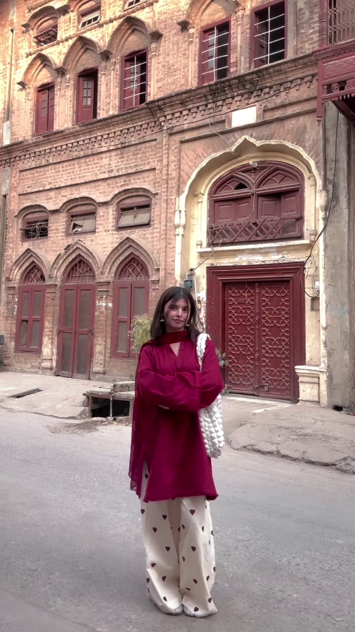 Elegant Red Kurti with Flared Sleeves