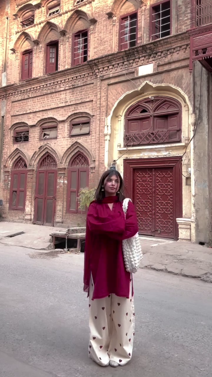Elegant Red Kurti with Flared Sleeves