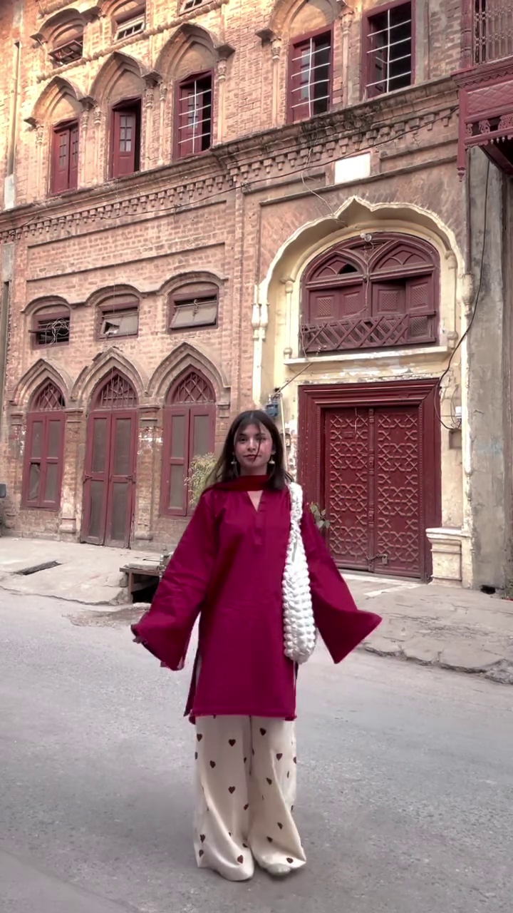 Elegant Red Kurti with Flared Sleeves