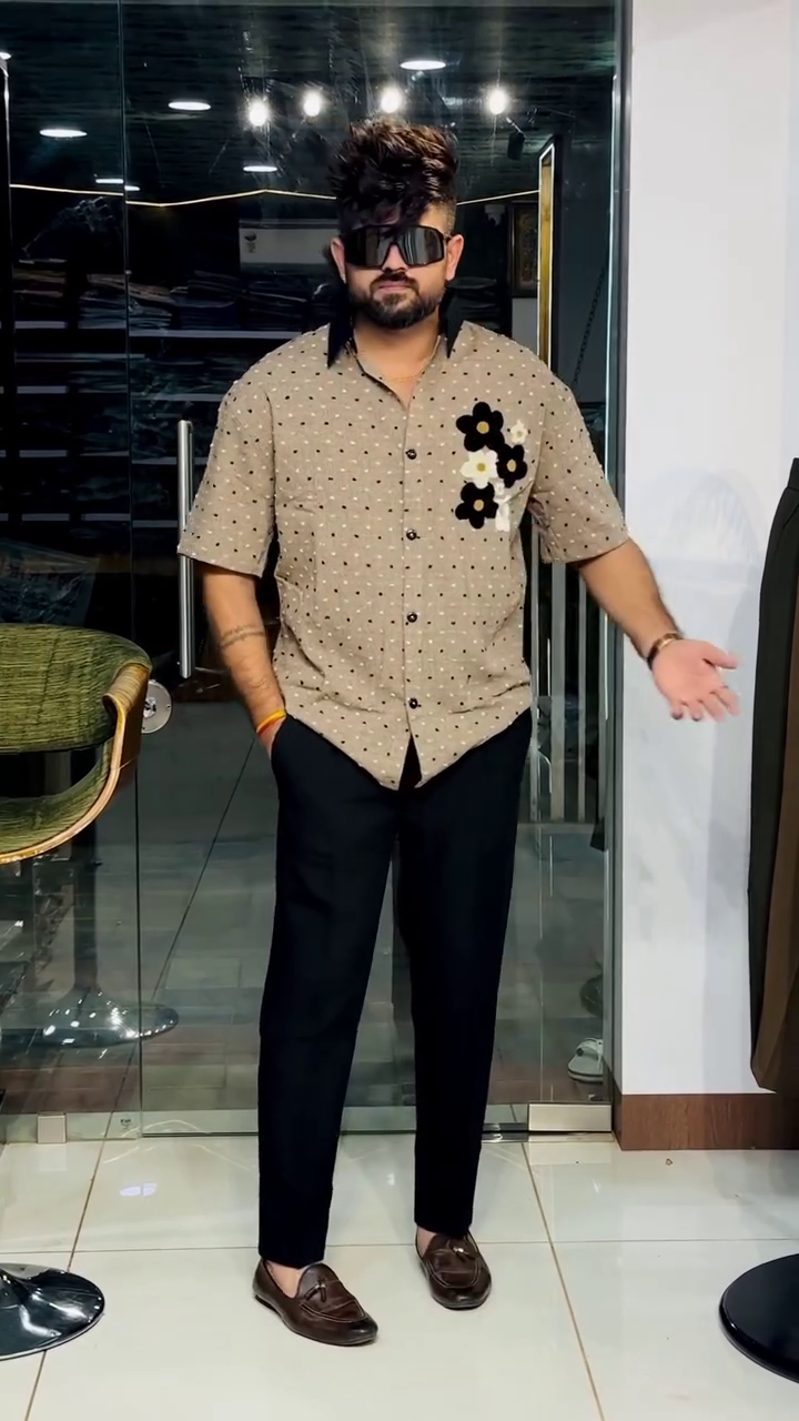 Beige Printed Statement Shirt