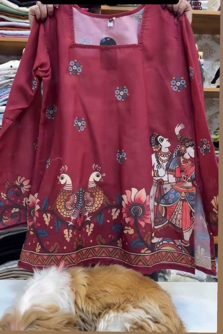 Teal Daisy Print Kurti