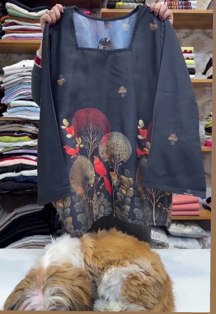 Teal Daisy Print Kurti