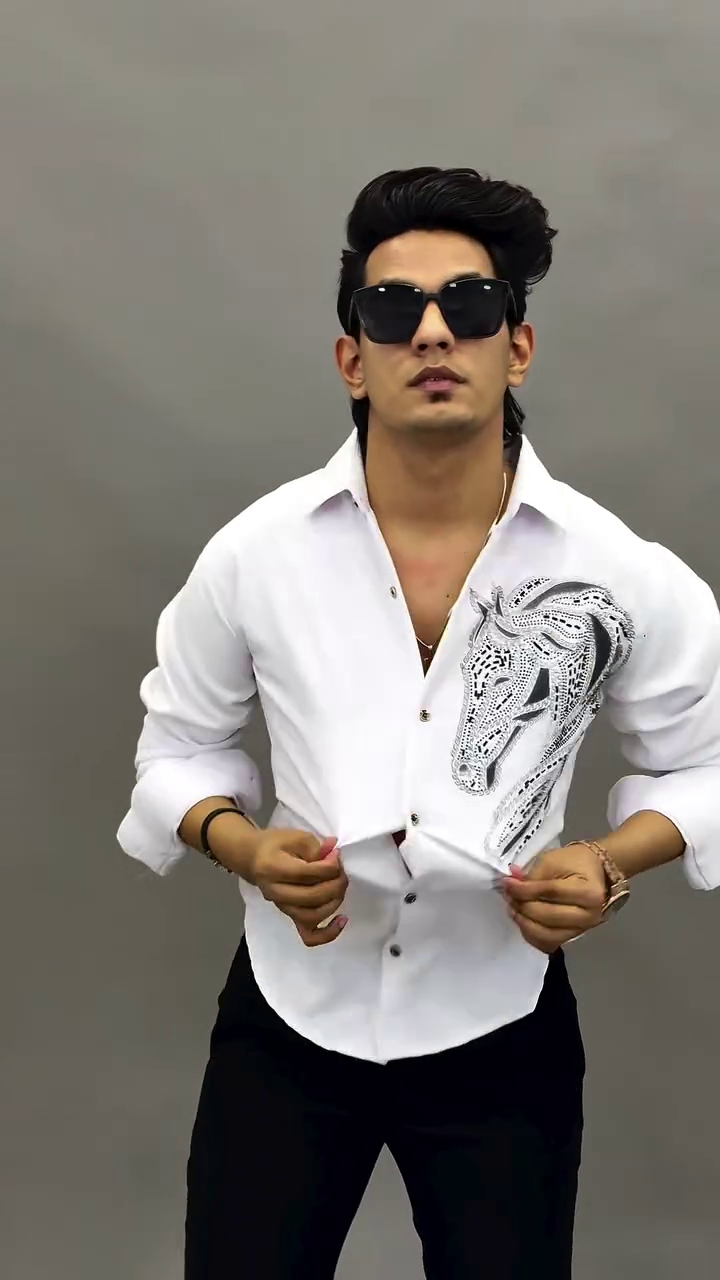 Black Horse Embroidery Shirt