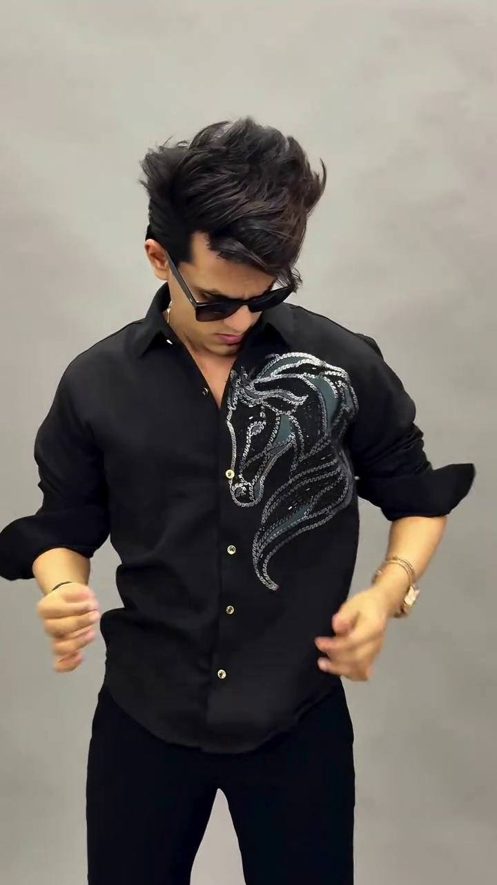 Black Horse Embroidery Shirt