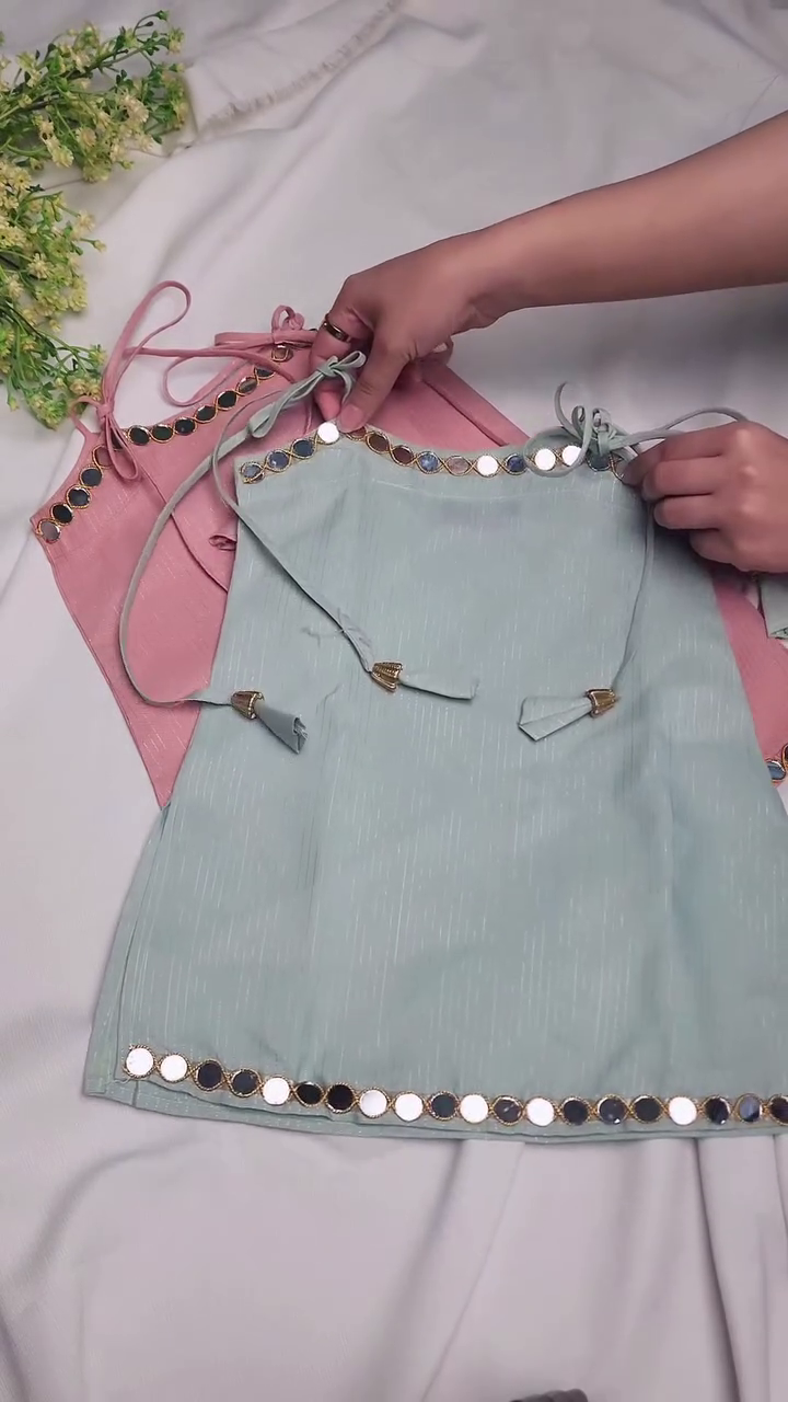 Mirror Work Sleeveless Kurti