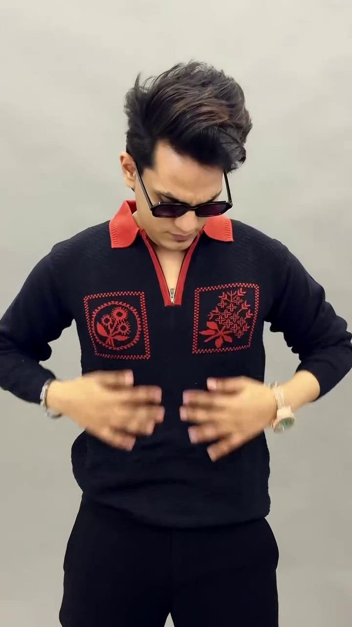 Olive Green Knit Polo Sweatshirt