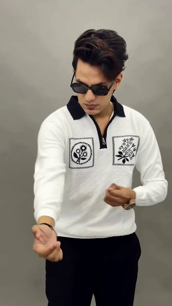 Olive Green Knit Polo Sweatshirt