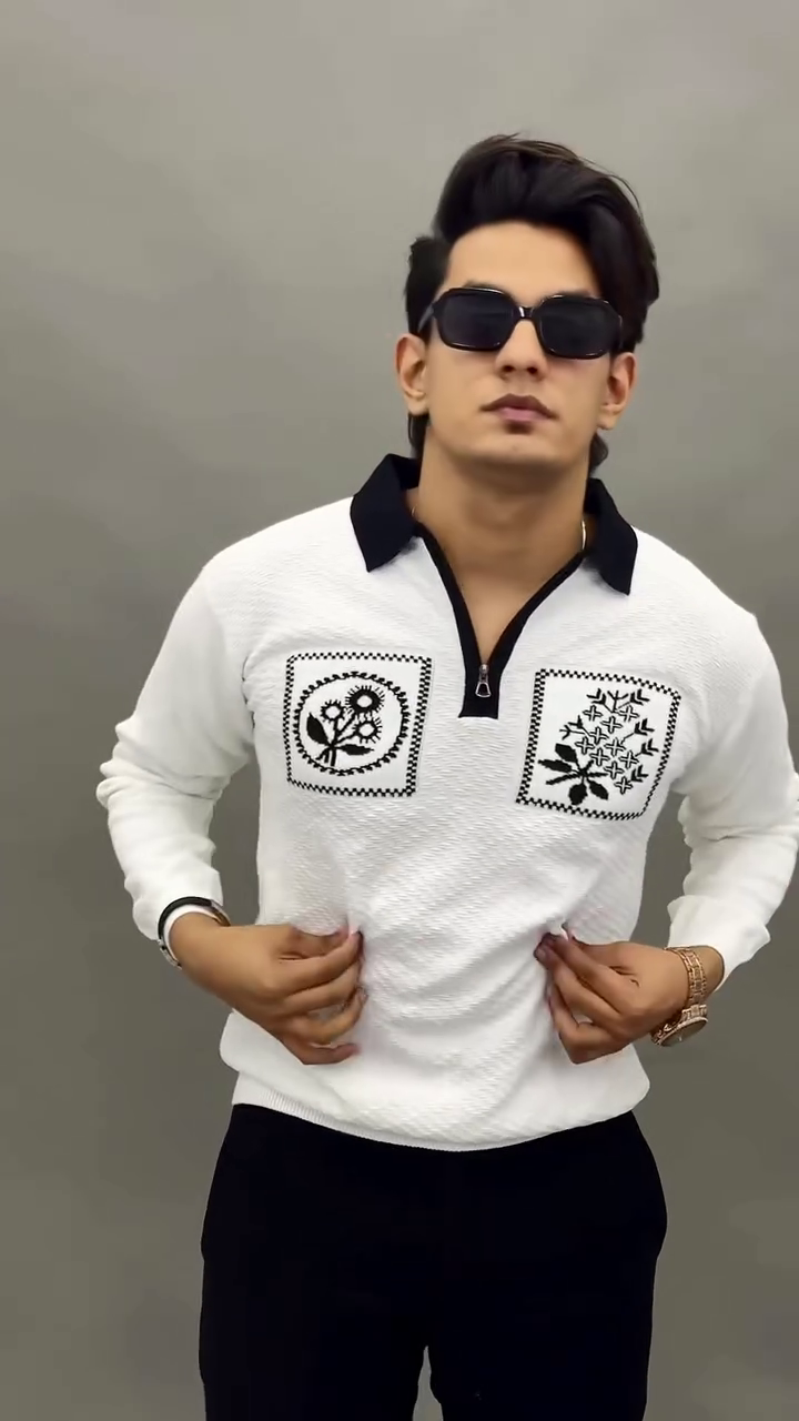 Olive Green Knit Polo Sweatshirt